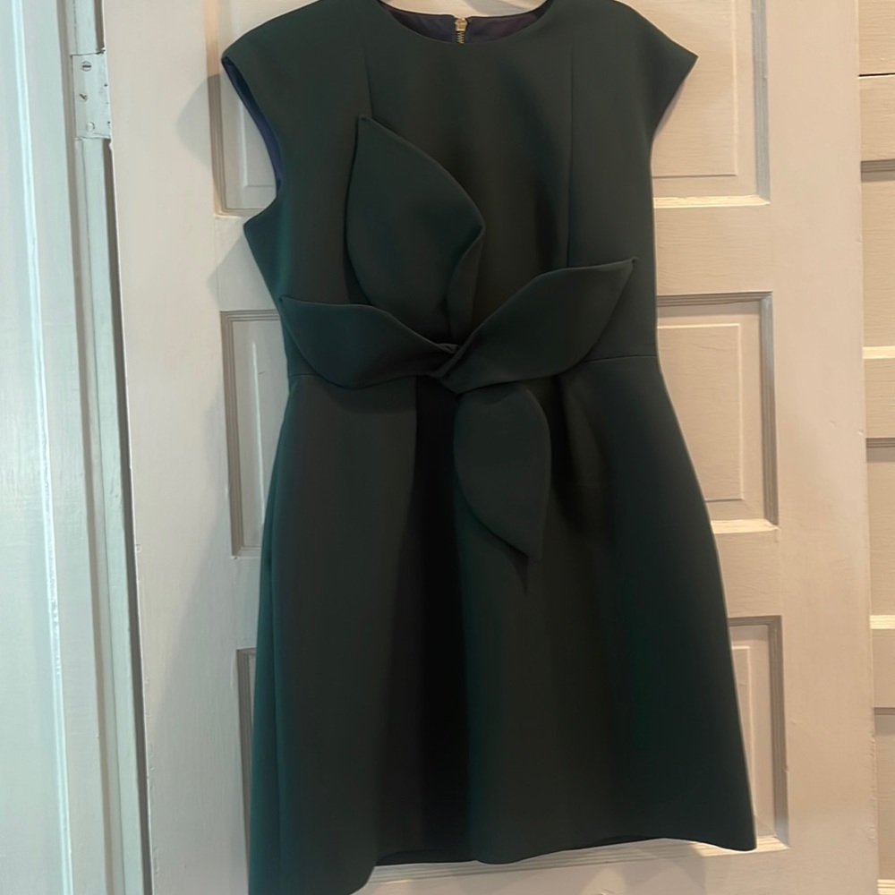 Ted Baker green bow front dress size 4 (10-12 in regular US sizes); worn once